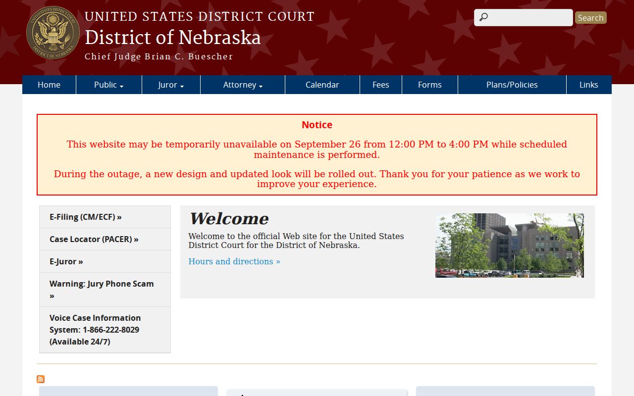 District of Nebraska federal court access for Dixon County warrant context