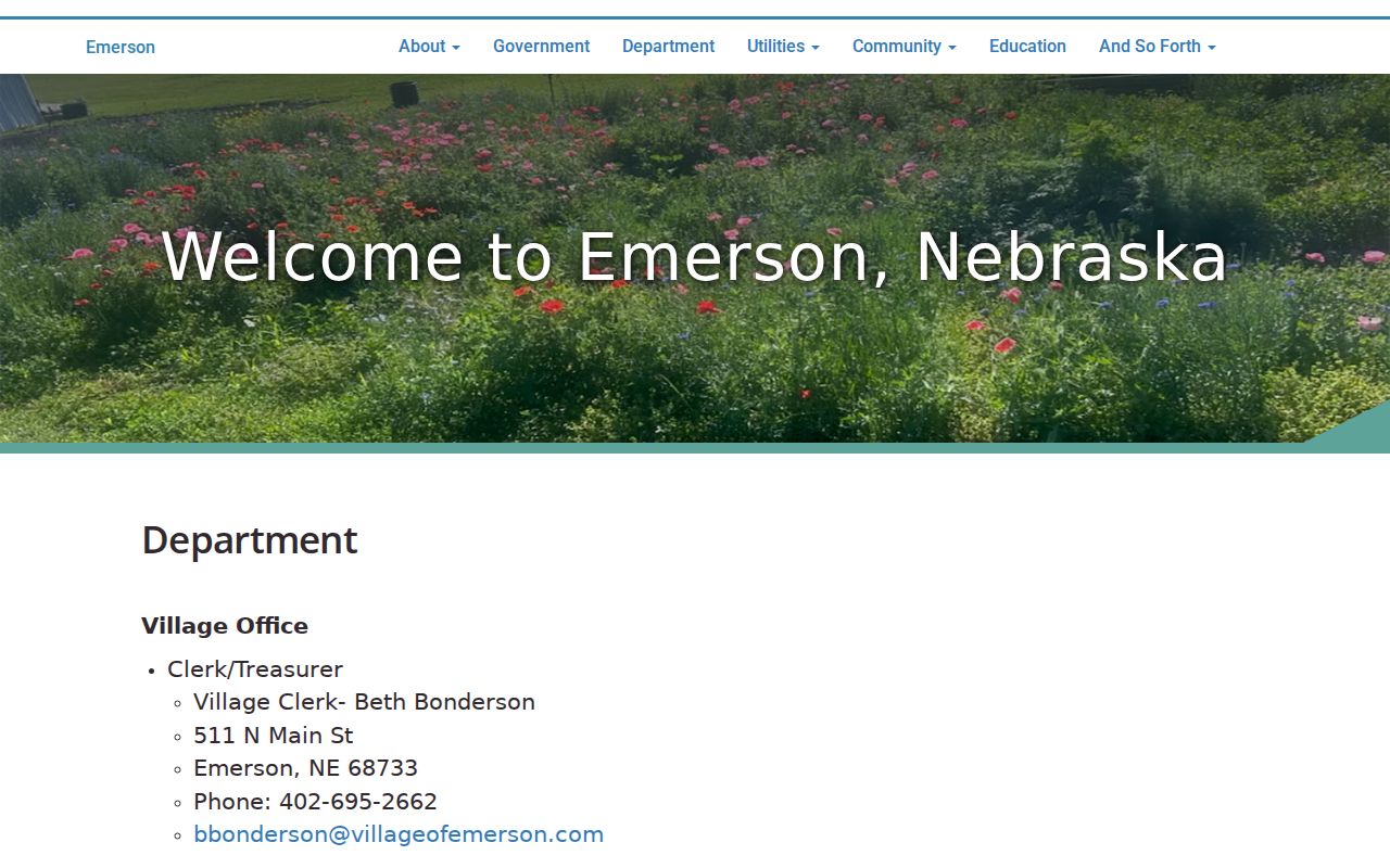 Emerson Police Department contact for Emerson warrant records