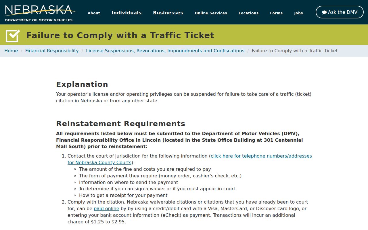 Dixon County traffic citation compliance and warrant records